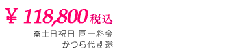 \118,800 税込　*土日祝日 同一料金