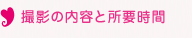 撮影の内容と所要時間